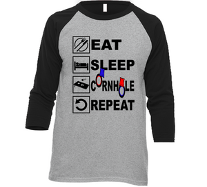 Eat Sleep Cornhole Repeat Favorite Pastime Game Sport Raglan T Shirt