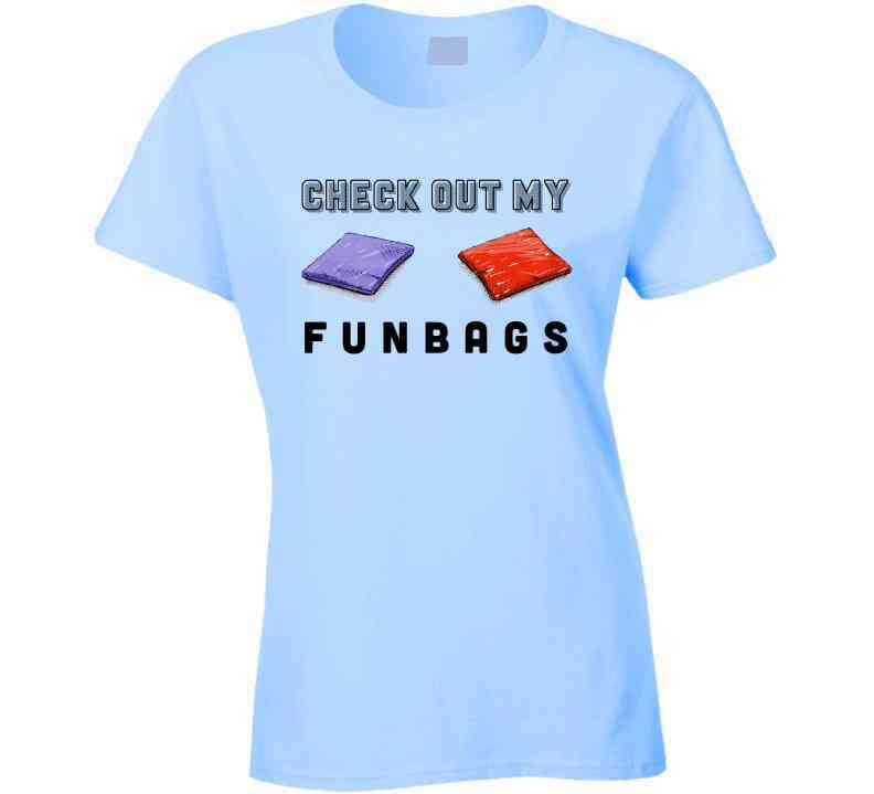 Check Out My Fun Bags Funny Cornhole Ladies T Shirt