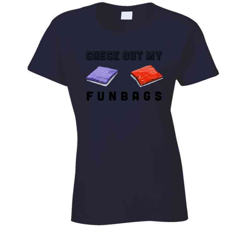 Check Out My Fun Bags Funny Cornhole Ladies T Shirt