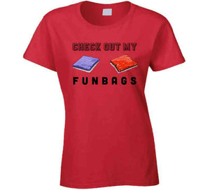 Check Out My Fun Bags Funny Cornhole Ladies T Shirt