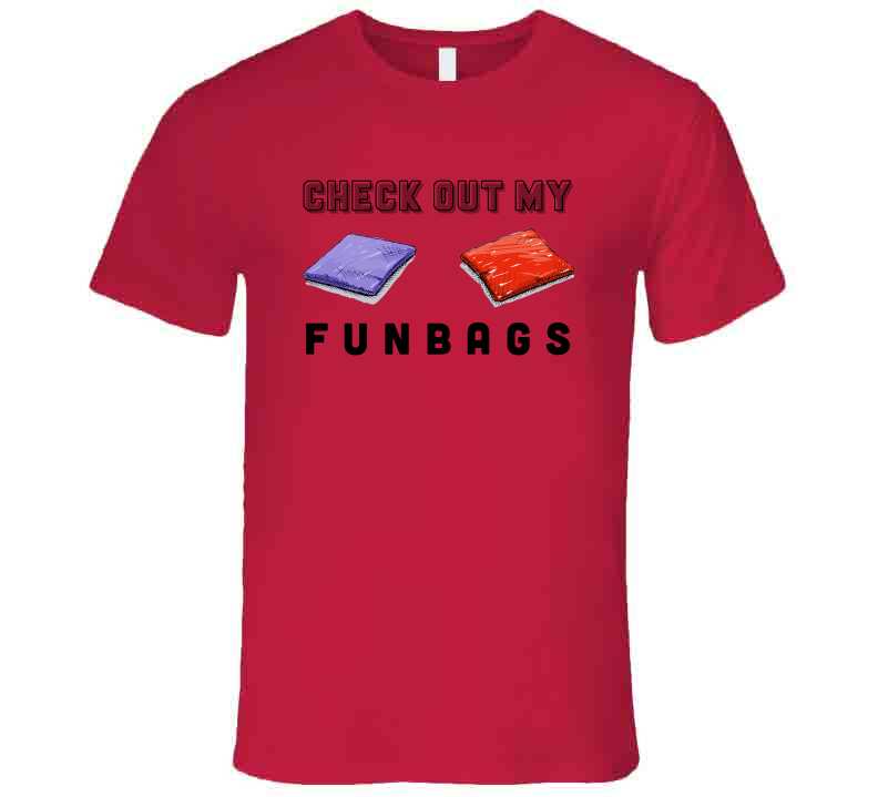 Check Out My Fun Bags Funny Cornhole Ladies T Shirt