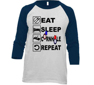 Eat Sleep Cornhole Repeat Favorite Pastime Game Sport Raglan T Shirt