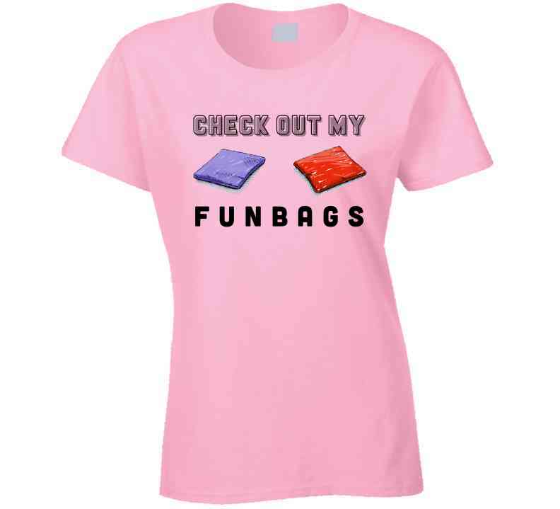 Check Out My Fun Bags Funny Cornhole Ladies T Shirt